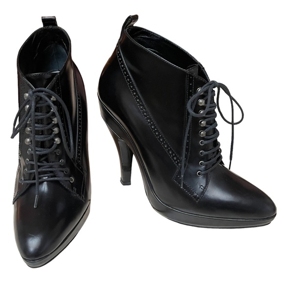 Burberry Shoes - Burberry Whitham 130mm Black Lace Up Leather Boot Booties Women’s Size 40 / 10